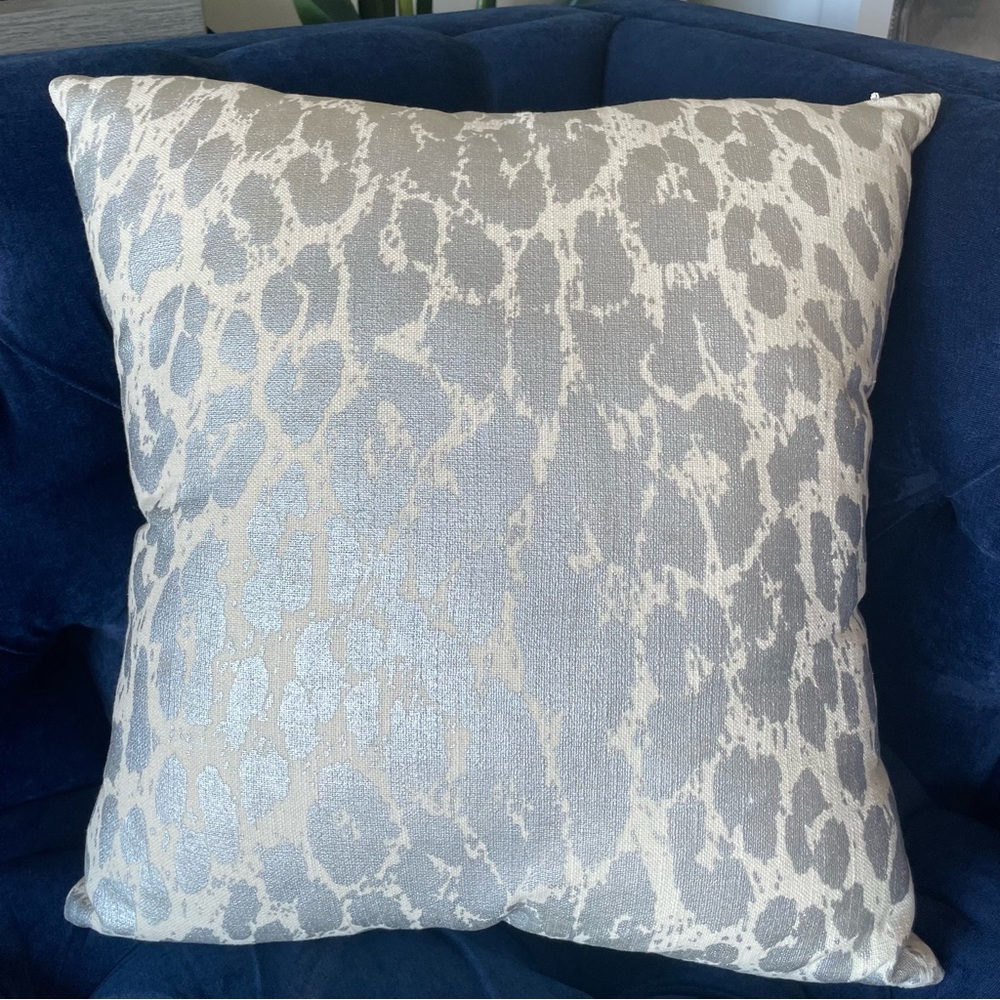 16x16 Leopard Throw Pillow-cream & metallic silver